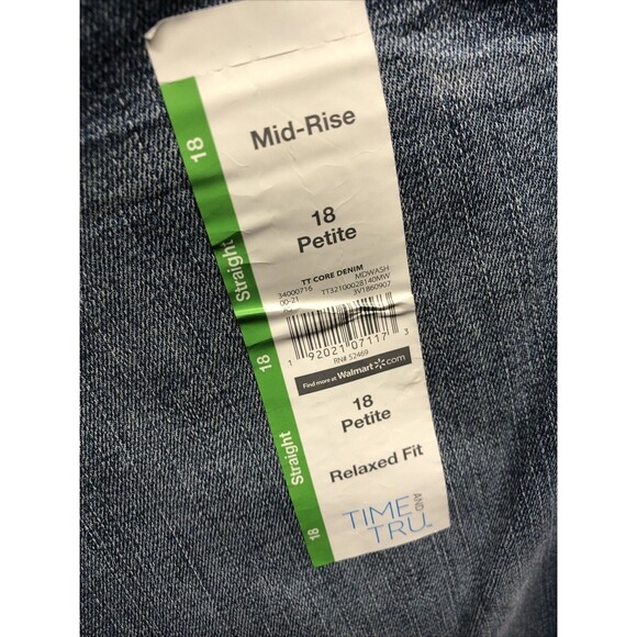 Time And Tru Mid Rise Straight Relaxed Fit Size 18 Petite Jeans NWT - Picture 5 of 16